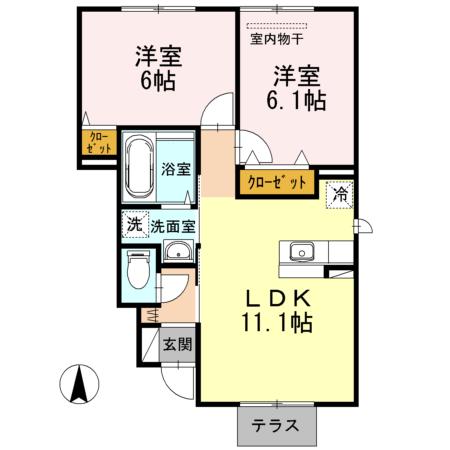 マイ ローズコートII(2LDK/1階)の間取り写真