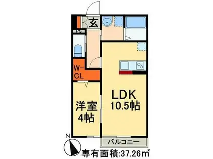 メゾンドエモト(1LDK/2階)の間取り写真