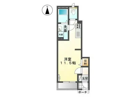 マンダリーヌ(ワンルーム/1階)の間取り写真