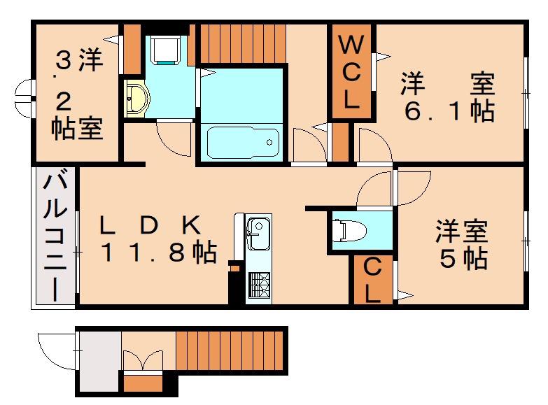 ジェイ・ヴィルタス7(3LDK/2階)の間取り写真