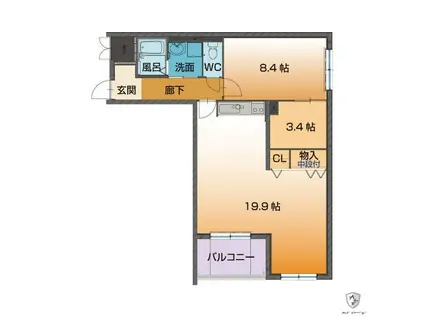 ベルフォーレ(1LDK/3階)の間取り写真