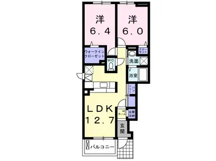 プラシードI(2LDK/1階)の間取り写真