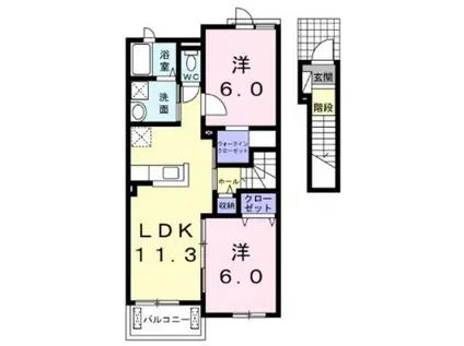 エミネンス B(2LDK/2階)の間取り写真