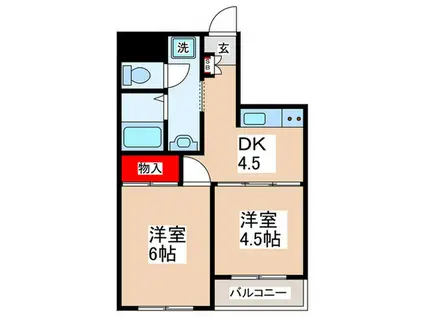 アルス立野岡(2DK/5階)の間取り写真