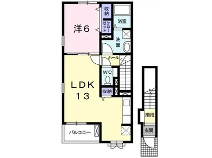 東三島575ハイツE(1LDK/2階)の間取り写真
