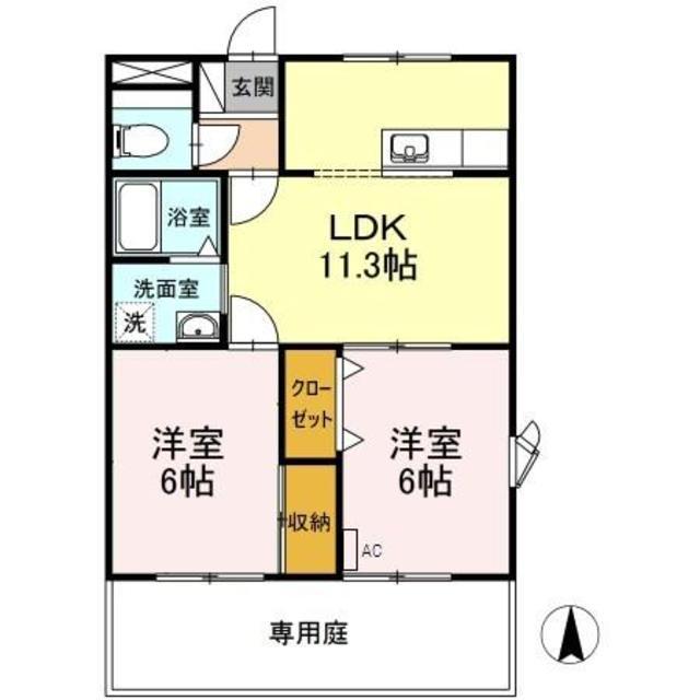 ディスカバリー柿田II(2LDK/1階)の間取り写真