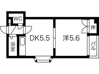 プチみずき(1DK/2階)の間取り写真