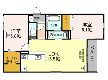 LA SUITE上町台(2LDK/2階)の間取り写真
