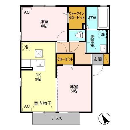 スリーエス(2DK/1階)の間取り写真