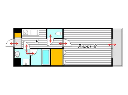 LST OKADAI サウス(1K/1階)の間取り写真