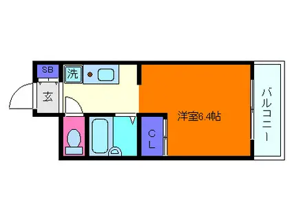 クレアール六甲(1K/4階)の間取り写真