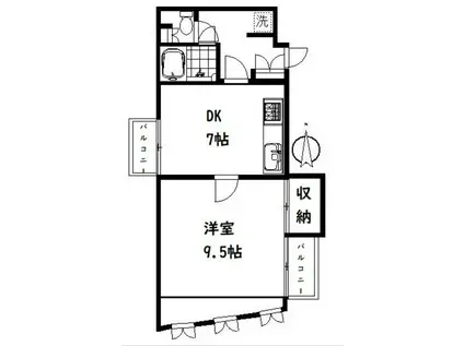 タカハシハイツ(1DK/3階)の間取り写真