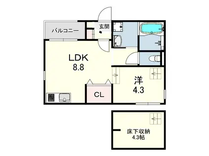 ハーモニーテラス青木2(1LDK/1階)の間取り写真