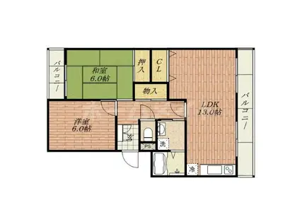 ソーシャルハイツ(2LDK/1階)の間取り写真