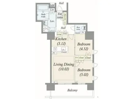 ウェリス六本木(2LDK/14階)の間取り写真