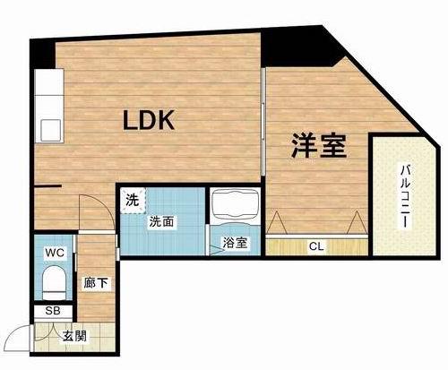 コスモ釣鐘町(1LDK/4階)の間取り写真