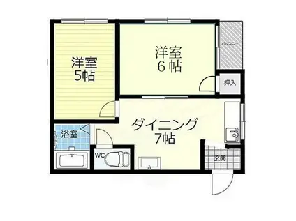 レジデンス三津屋(2DK/4階)の間取り写真