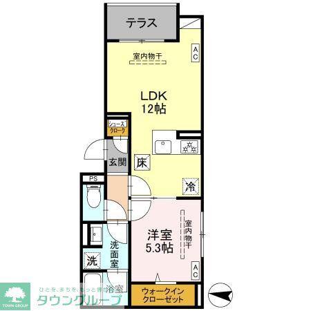 フリシュ深見(1LDK/1階)の間取り写真