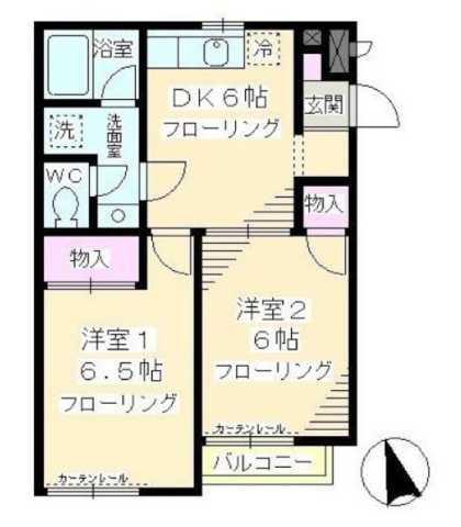 紫陽花館C(2DK/1階)の間取り写真