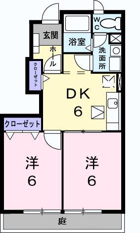 K-13B(2DK/1階)の間取り写真
