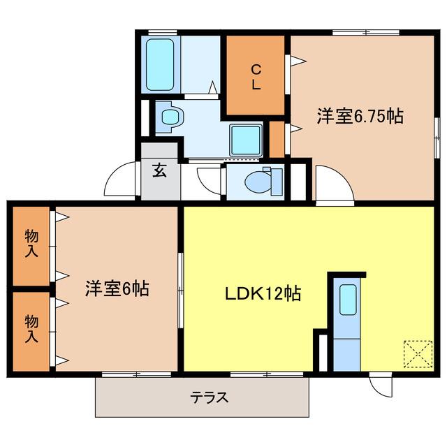 ベルセーヌ A(2LDK/1階)の間取り写真