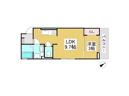 トリシア横町イースト(1LDK/1階)の間取り写真