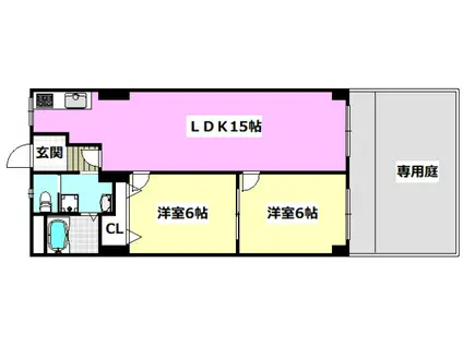 メガロコープ茨木II(2LDK/1階)の間取り写真