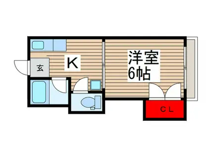 グリーンヒル松戸(1K/2階)の間取り写真