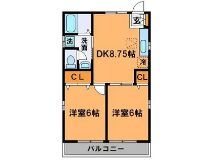 メゾン町田Ⅱ(2DK/1階)の間取り写真