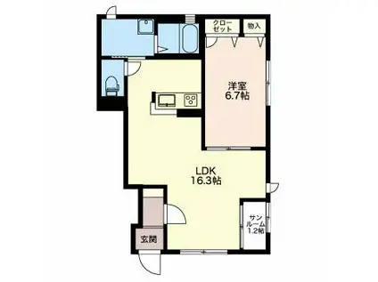 SH・ブランシェヒカル(1LDK/1階)の間取り写真