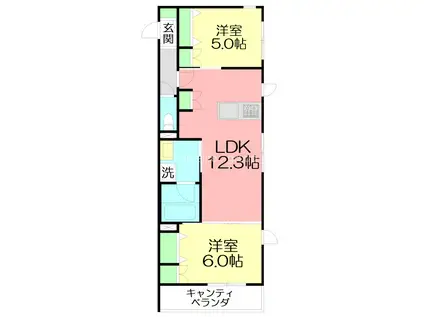 国分南3丁目メゾン(2LDK/3階)の間取り写真