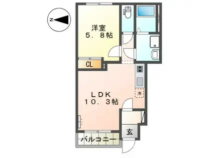 リヴィエールピア(1LDK/1階)の間取り写真