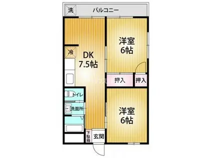 LALA KASUGA(2DK/2階)の間取り写真