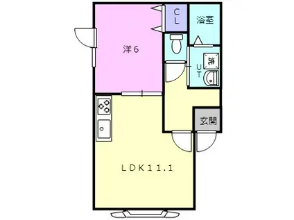 レインボーハウスMOCHAII(1LDK/1階)の間取り写真