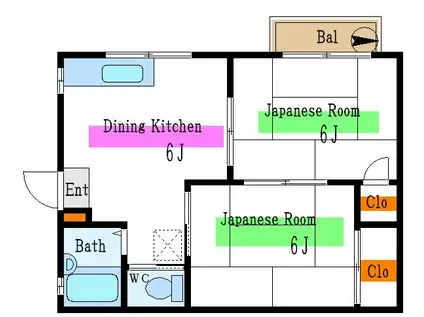 東砂クリーンハイツ(2DK/1階)の間取り写真