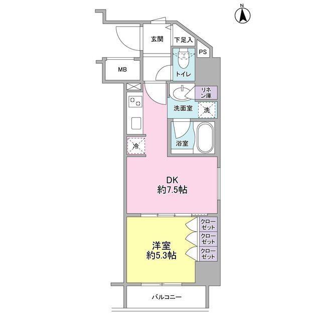 コンフォリア新宿御苑2(1DK/13階)の間取り写真