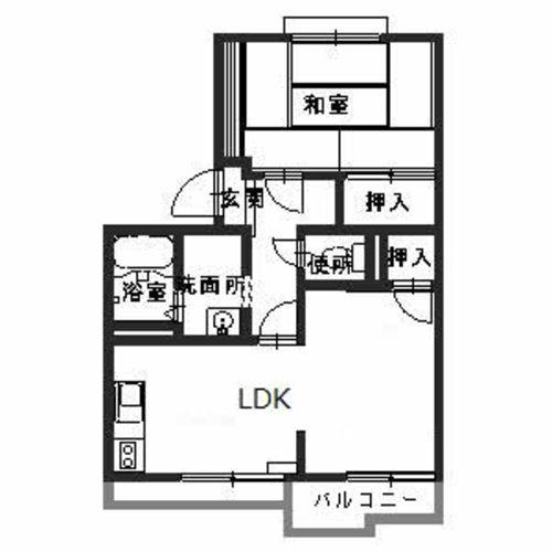 ア・コテ・ドゥ・シャトーくすのき(1LDK/1階)の間取り写真