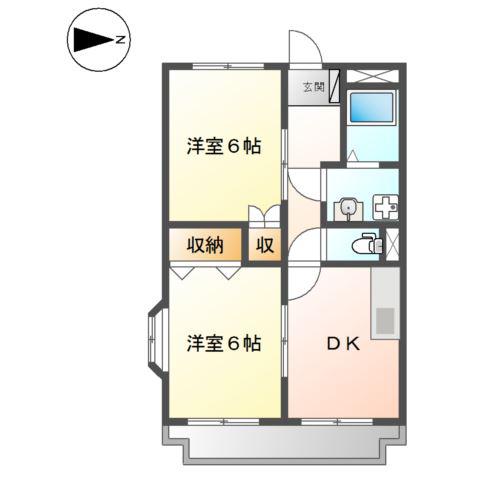 グランシャリオ氷上2番館(2DK/3階)の間取り写真