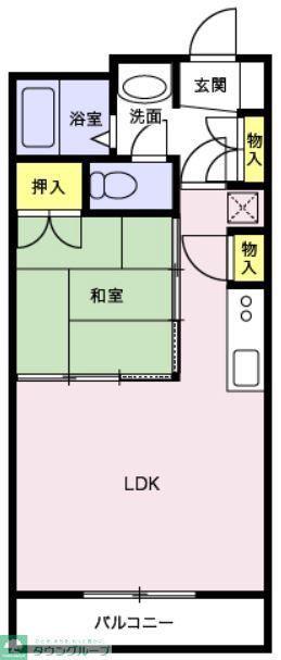 高砂ハイツ石原Ⅰ(1LDK/1階)の間取り写真