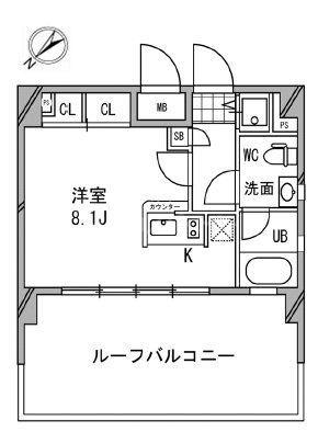 ドゥーエ浦安(ワンルーム/5階)の間取り写真