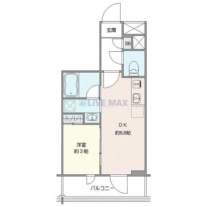 プライムブリス品川旗の台(1DK/2階)の間取り写真