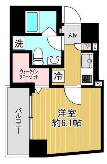 ショウケンレジデンス横浜山手(1K/3階)の間取り写真