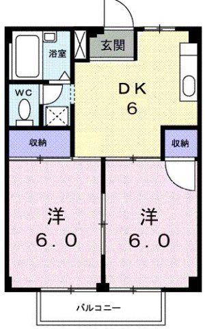 シティハイツM(2DK/2階)の間取り写真