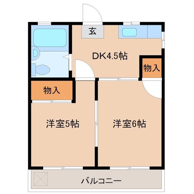 コーポ田中(2K/2階)の間取り写真