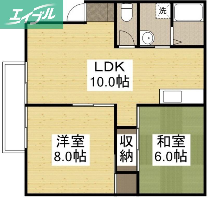 グランドゥールクロズミB(2LDK/2階)の間取り写真