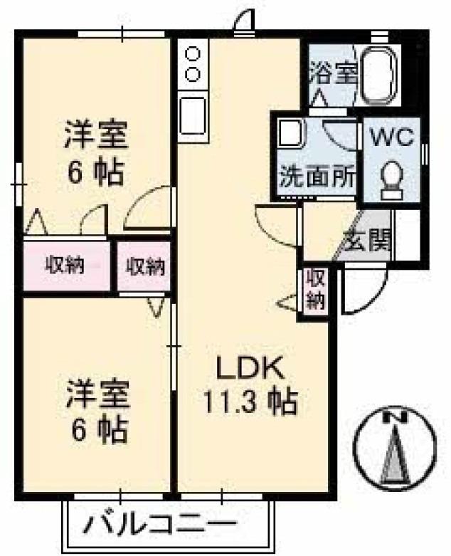 ロンクー II(2LDK/2階)の間取り写真