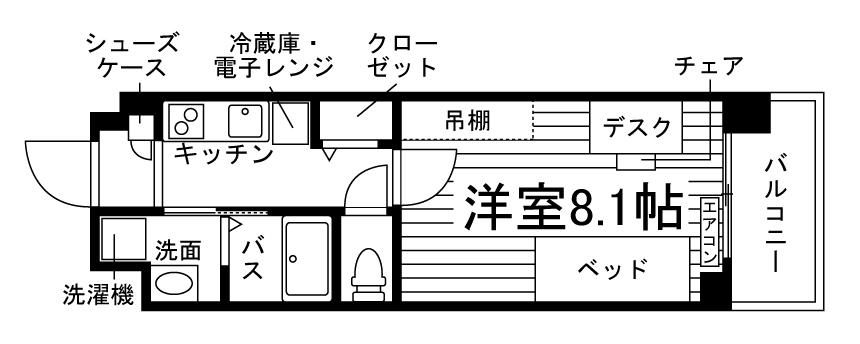 UNI EMEAL大分大学前(1K/7階)の間取り写真