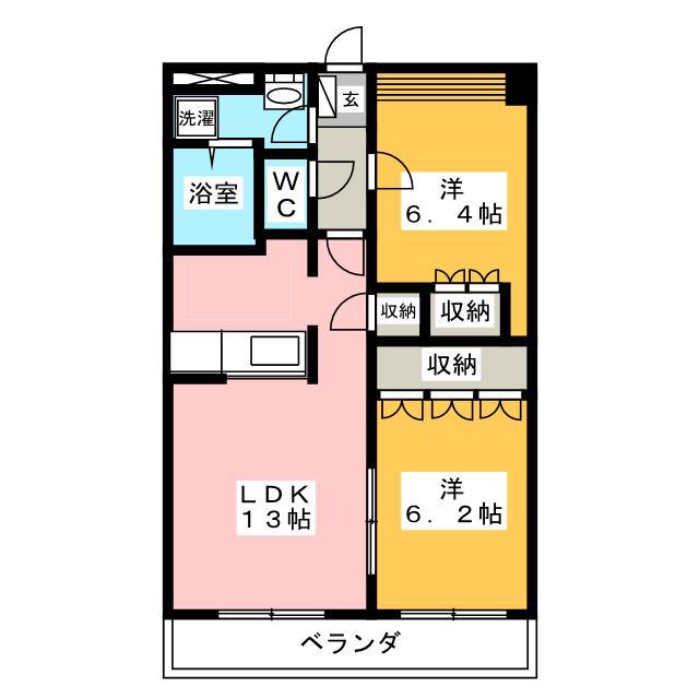 レヴィ イン リバー(2LDK/2階)の間取り写真