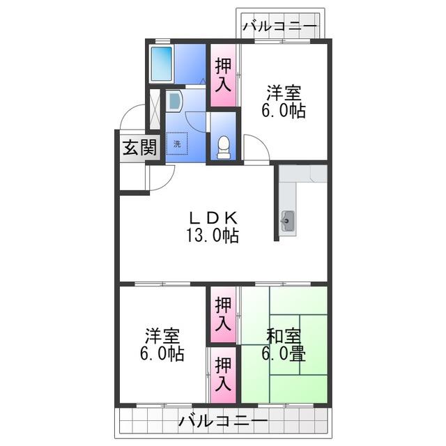 グランドール129(3LDK/2階)の間取り写真