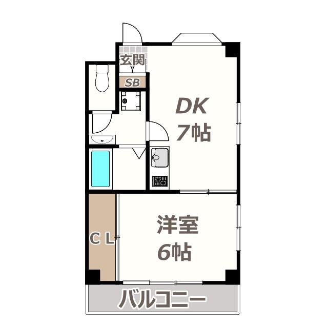 グランアルシュ(1DK/6階)の間取り写真
